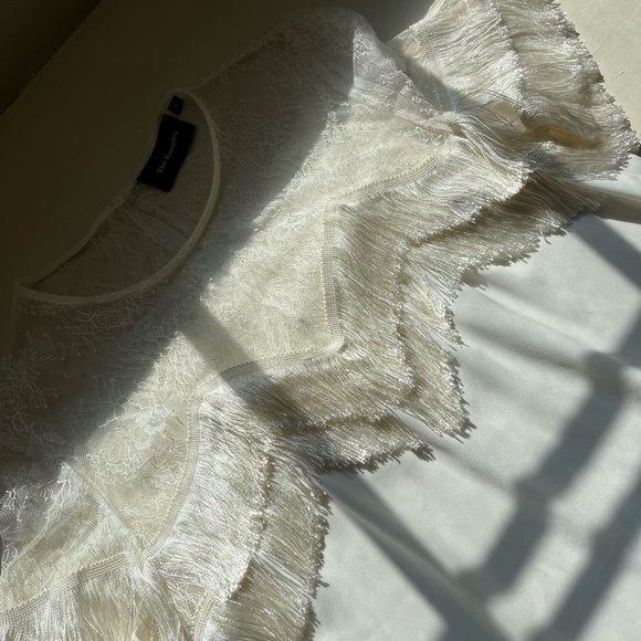 THE KOOPLES | Lace and Fringe Silk Top | MEDIUM - Picture 5 of 9